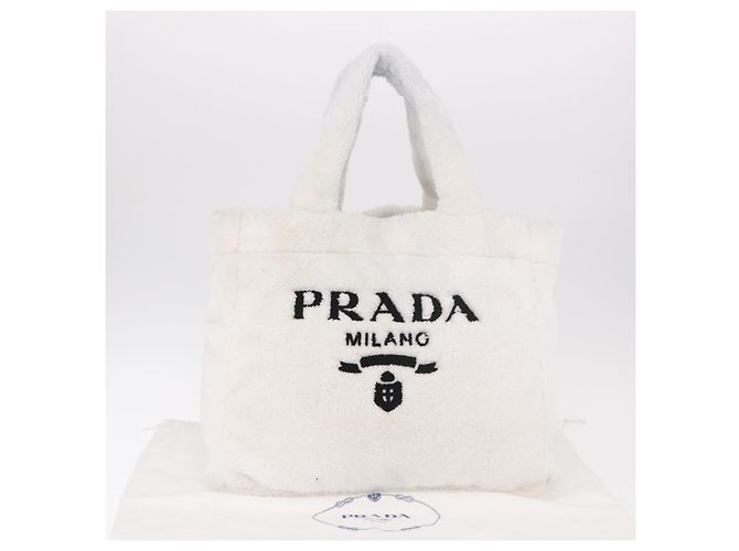 Borsa Tote PRADA Pile White Silver Auth 184897V Argento Bianco - vista 12