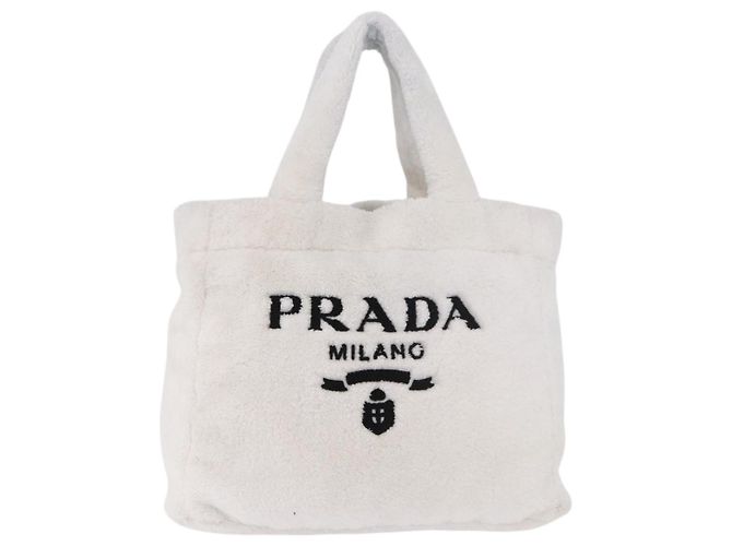 Borsa Tote PRADA Pile White Silver Auth 184897V Argento Bianco - vista 13