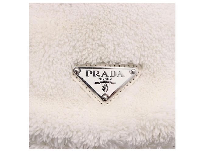 Borsa Tote PRADA Pile White Silver Auth 184897V Argento Bianco - vista 19