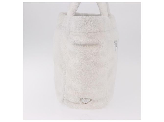 Borsa Tote PRADA Pile White Silver Auth 184897V Argento Bianco - vista 4