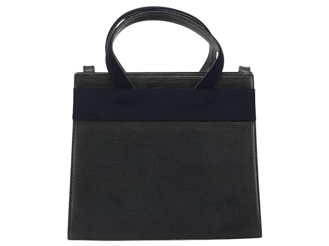 Borsa Salvatore Ferragamo Vala in Pelle 2 modi Navy Gold Auth ka4752 D'oro Blu navy - vista 2