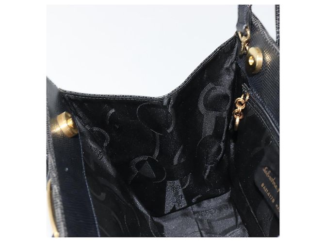 Borsa Salvatore Ferragamo Vala in Pelle 2 modi Navy Gold Auth ka4752 D'oro Blu navy - vista 20