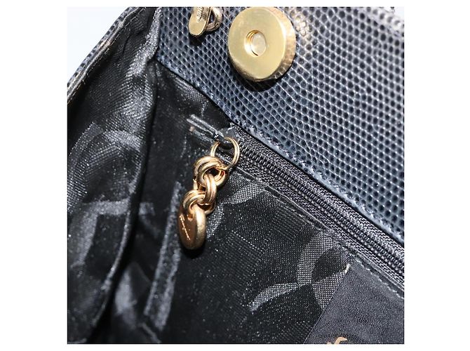 Borsa Salvatore Ferragamo Vala in Pelle 2 modi Navy Gold Auth ka4752 D'oro Blu navy - vista 21