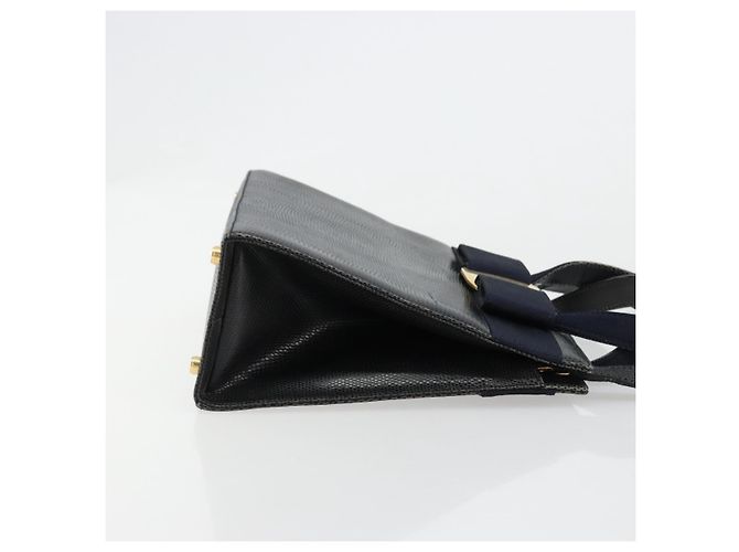 Borsa Salvatore Ferragamo Vala in Pelle 2 modi Navy Gold Auth ka4752 D'oro Blu navy - vista 3