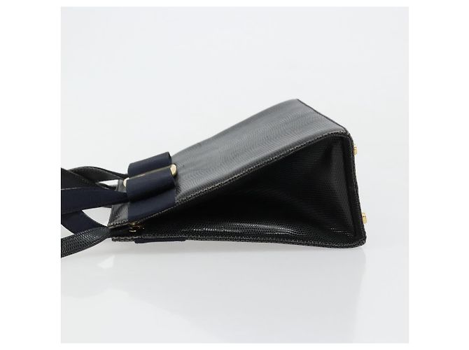 Borsa Salvatore Ferragamo Vala in Pelle 2 modi Navy Gold Auth ka4752 D'oro Blu navy - vista 4