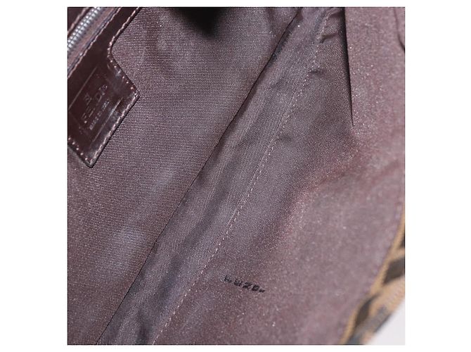 FENDI Zucca Canvas Mamma Baguette Shoulder Bag Black Brown Auth 184826M Marrone Nero - vista 10