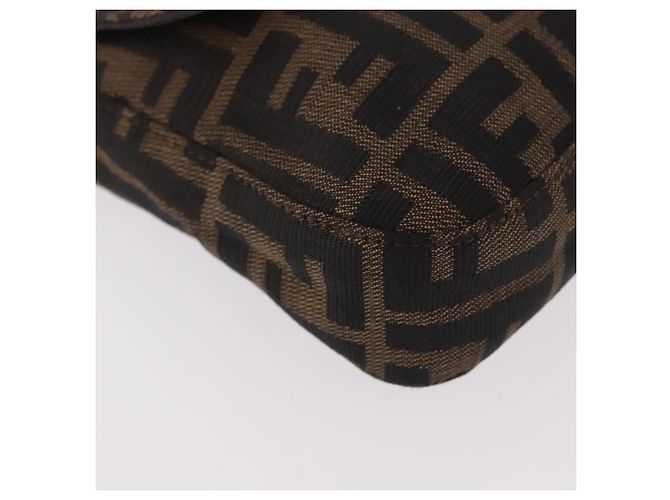 FENDI Zucca Canvas Mamma Baguette Shoulder Bag Black Brown Auth 184826M Marrone Nero - vista 15
