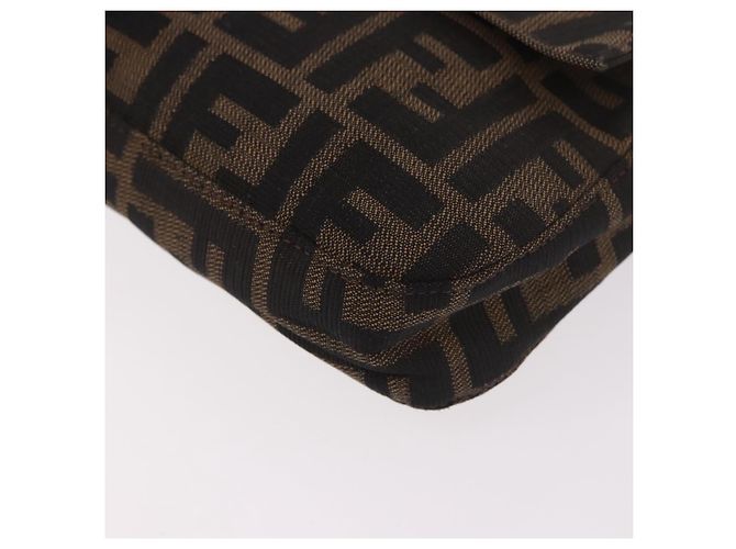 FENDI Zucca Canvas Mamma Baguette Shoulder Bag Black Brown Auth 184826M Marrone Nero - vista 16