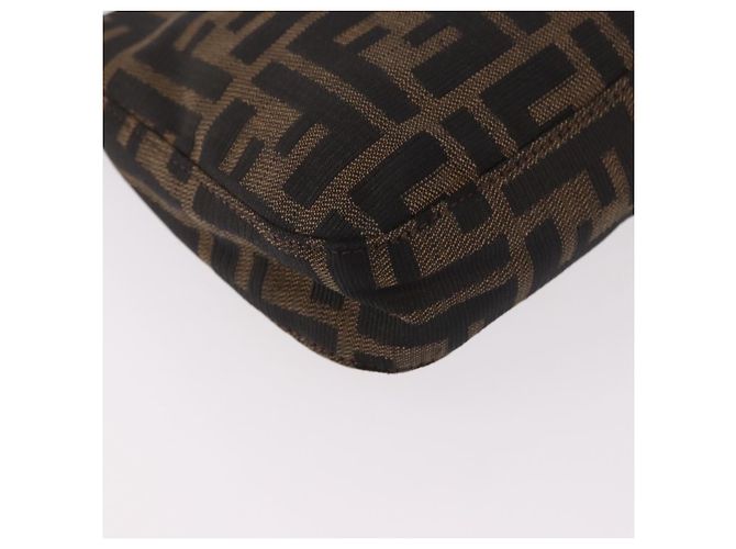 FENDI Zucca Canvas Mamma Baguette Shoulder Bag Black Brown Auth 184826M Marrone Nero - vista 17