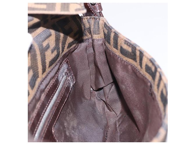 FENDI Zucca Canvas Mamma Baguette Shoulder Bag Black Brown Auth 184826M Marrone Nero - vista 23