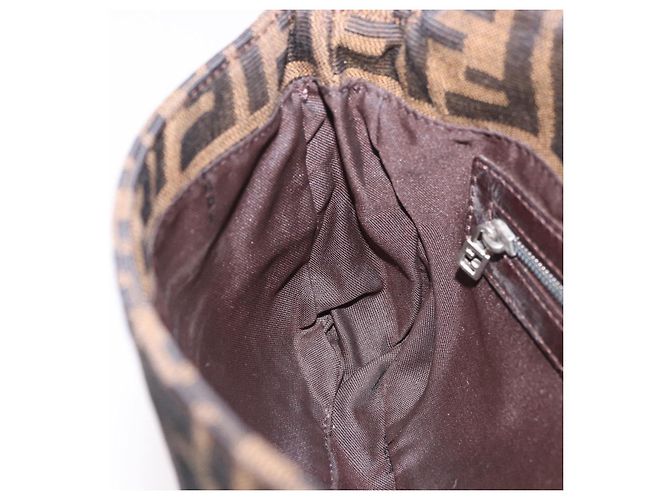 FENDI Zucca Canvas Mamma Baguette Shoulder Bag Black Brown Auth 184826M Marrone Nero - vista 24