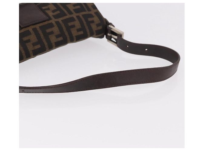 FENDI Zucca Canvas Mamma Baguette Shoulder Bag Black Brown Auth 184826M Marrone Nero - vista 7