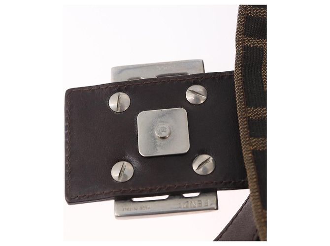 FENDI Zucca Canvas Mamma Baguette Shoulder Bag Black Brown Auth 184826M Marrone Nero - vista 9