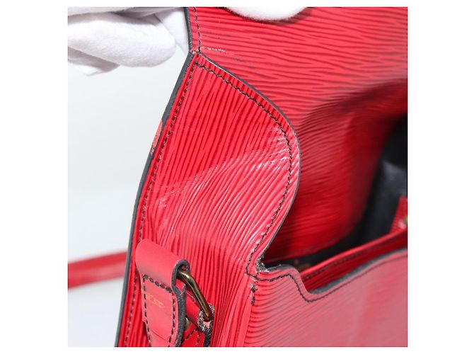 Borsa a Spalla LOUIS VUITTON Epi Cartouchiere MM Rossa M52247 LV Auth ep14826 Rosso - vista 10