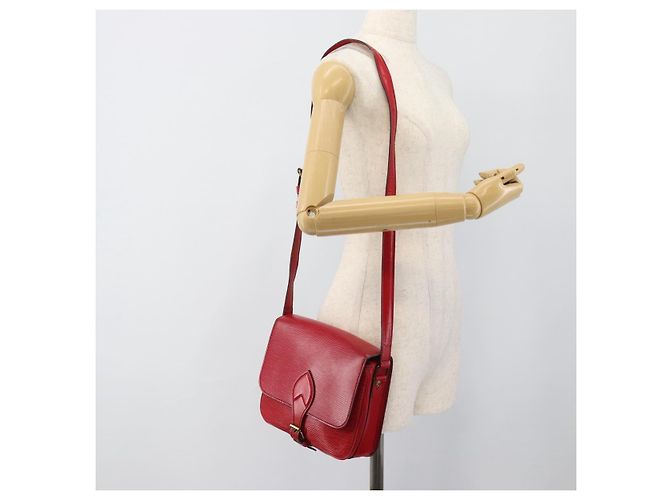 Borsa a Spalla LOUIS VUITTON Epi Cartouchiere MM Rossa M52247 LV Auth ep14826 Rosso - vista 25