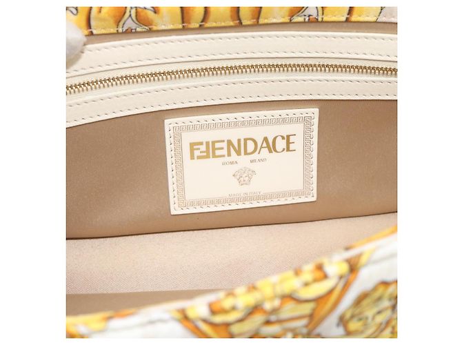 FENDI Zucca Canvas Mamma Baguette Bag Nylon 2way Beige Gold Auth 185628SAM D'oro - vista 21
