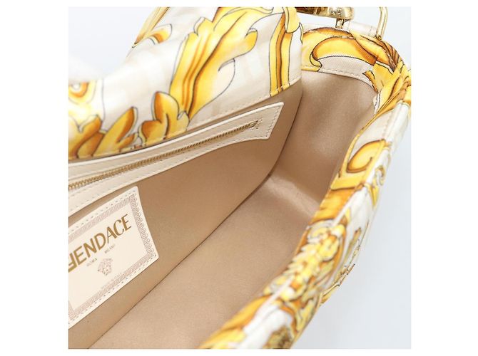 FENDI Zucca Canvas Mamma Baguette Bag Nylon 2way Beige Gold Auth 185628SAM D'oro - vista 22