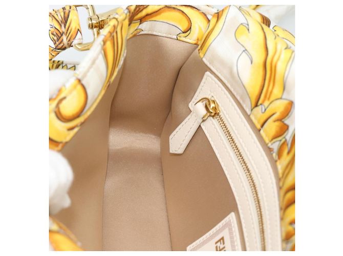 FENDI Zucca Canvas Mamma Baguette Bag Nylon 2way Beige Gold Auth 185628SAM D'oro - vista 23