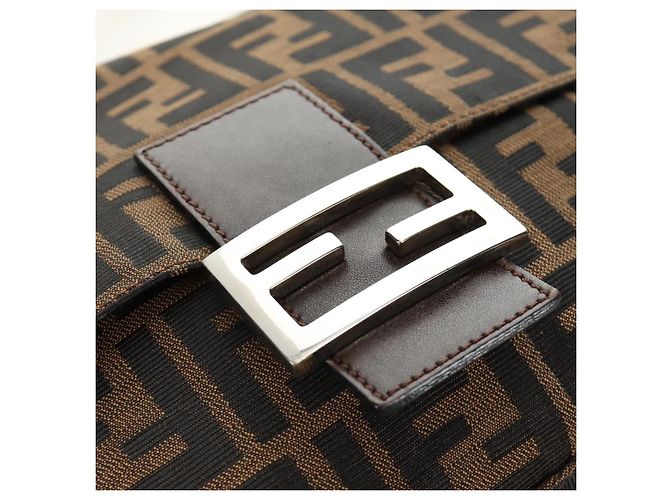 FENDI Zucca Canvas Mamma Baguette Shoulder Bag Black Brown Auth BA13419SAV Marrone Nero - vista 19