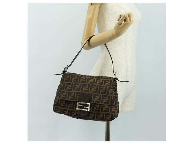 FENDI Zucca Canvas Mamma Baguette Shoulder Bag Black Brown Auth BA13419SAV Marrone Nero - vista 26