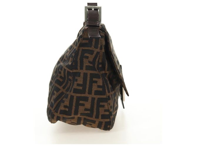 FENDI Zucca Canvas Mamma Baguette Shoulder Bag Black Brown Auth BA13419SAV Marrone Nero - vista 4