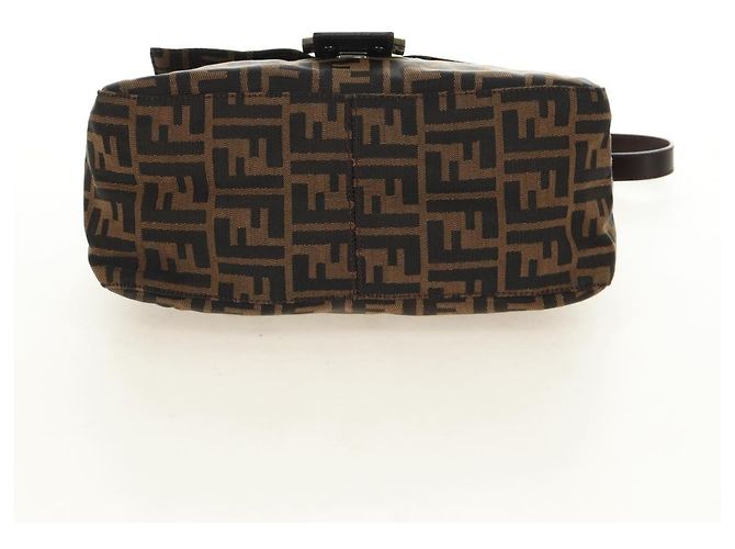 FENDI Zucca Canvas Mamma Baguette Shoulder Bag Black Brown Auth BA13419SAV Marrone Nero - vista 5