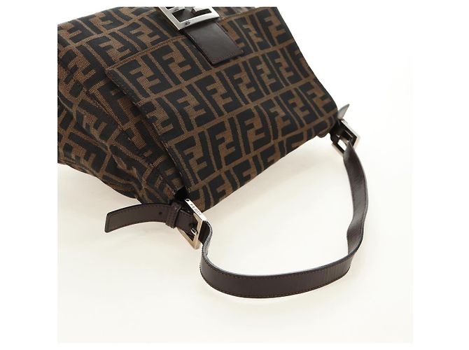 FENDI Zucca Canvas Mamma Baguette Shoulder Bag Black Brown Auth BA13419SAV Marrone Nero - vista 7