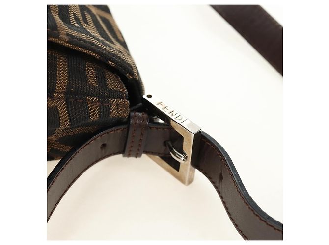 FENDI Zucca Canvas Mamma Baguette Shoulder Bag Black Brown Auth BA13419SAV Marrone Nero - vista 8