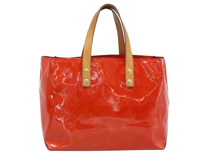 LOUIS VUITTON Monogram Vernis Reade PM Hand Bag Red Rouge M91088 LV Auth ti3944 Rosso - vista 13