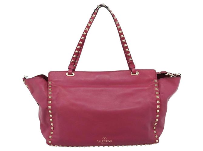 VALENTINO Studs Tote Bag Leder 2way Pink Gold Auth BA13360 Golden - Ansicht 2