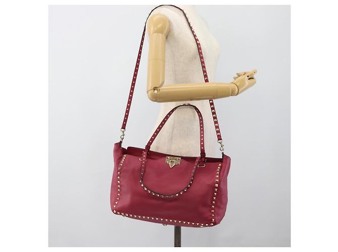 VALENTINO Studs Tote Bag Leder 2way Pink Gold Auth BA13360 Golden - Ansicht 23