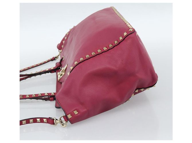 VALENTINO Studs Tote Bag Leder 2way Pink Gold Auth BA13360 Golden - Ansicht 3