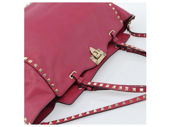 VALENTINO Studs Tote Bag Leder 2way Pink Gold Auth BA13360 Golden - Ansicht 6
