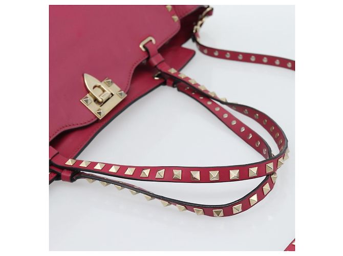 VALENTINO Studs Tote Bag Leder 2way Pink Gold Auth BA13360 Golden - Ansicht 7