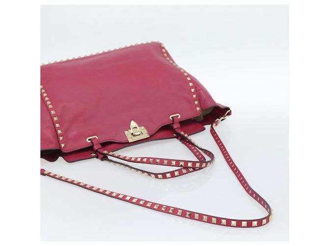 VALENTINO Studs Tote Bag Leder 2way Pink Gold Auth BA13360 Golden - Ansicht 9
