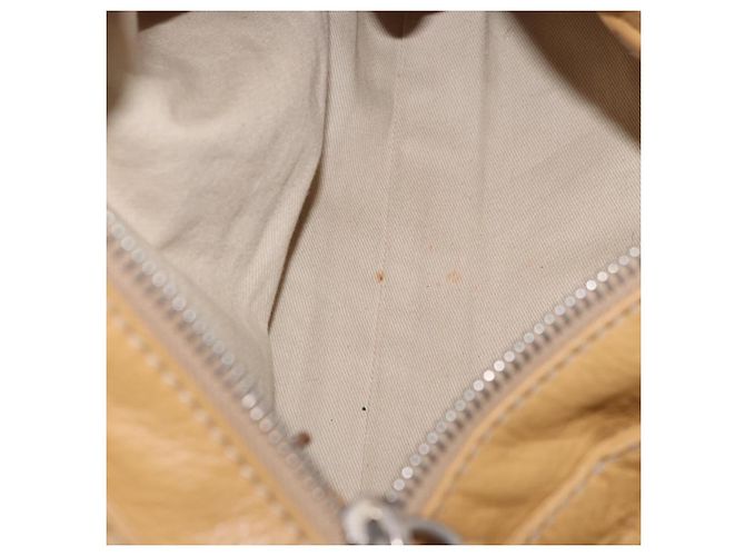 Chloé Bolsa Chloe Paddington de Couro Bege Ouro Prata Auth am11792V Dourado - vista 10