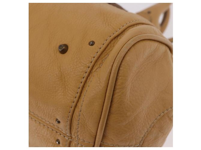 Chloé Bolsa Chloe Paddington de Couro Bege Ouro Prata Auth am11792V Dourado - vista 15