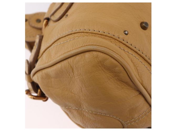 Chloé Bolsa Chloe Paddington de Couro Bege Ouro Prata Auth am11792V Dourado - vista 16