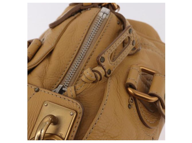 Chloé Bolsa Chloe Paddington de Couro Bege Ouro Prata Auth am11792V Dourado - vista 18