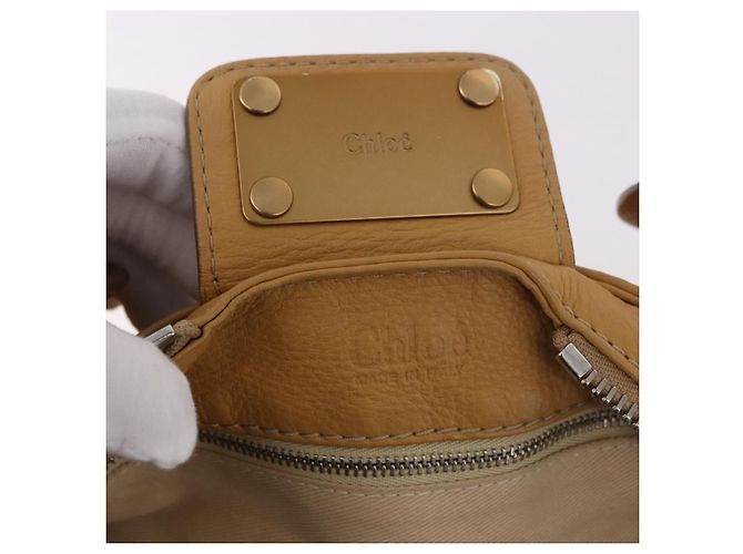 Chloé Bolsa Chloe Paddington de Couro Bege Ouro Prata Auth am11792V Dourado - vista 21