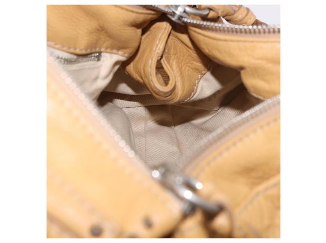 Chloé Bolsa Chloe Paddington de Couro Bege Ouro Prata Auth am11792V Dourado - vista 22