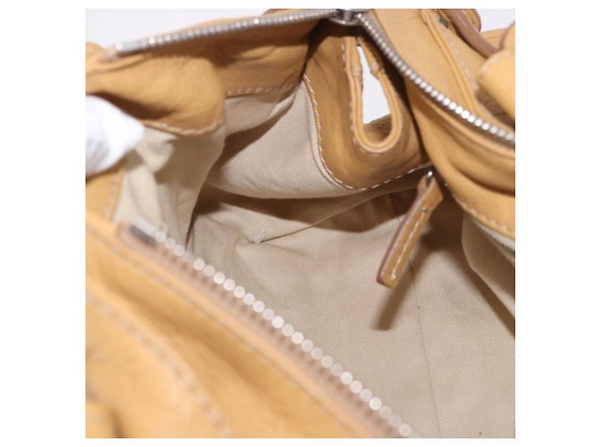 Chloé Bolsa Chloe Paddington de Couro Bege Ouro Prata Auth am11792V Dourado - vista 23