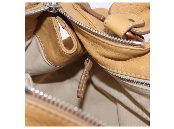 Chloé Bolsa Chloe Paddington de Couro Bege Ouro Prata Auth am11792V Dourado - vista 24