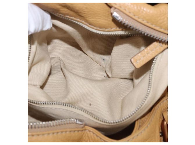 Chloé Bolsa Chloe Paddington de Couro Bege Ouro Prata Auth am11792V Dourado - vista 25