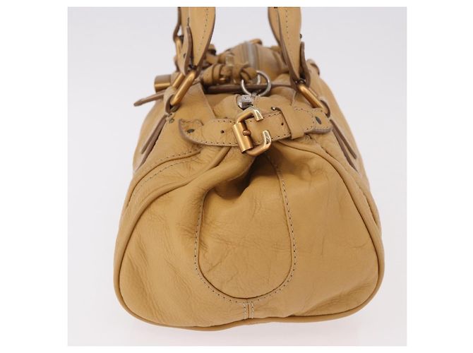 Chloé Bolsa Chloe Paddington de Couro Bege Ouro Prata Auth am11792V Dourado - vista 3