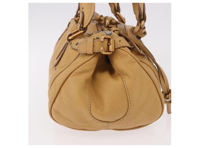 Chloé Bolsa Chloe Paddington de Couro Bege Ouro Prata Auth am11792V Dourado - vista 4