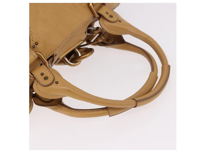Chloé Bolsa Chloe Paddington de Couro Bege Ouro Prata Auth am11792V Dourado - vista 7