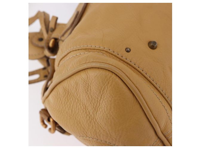 Chloé Bolsa Chloe Paddington de Couro Bege Ouro Prata Auth am11792V Dourado - vista 8