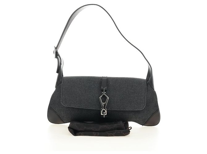 Borsa a Spalla GUCCI Jackie Denim Nero Argento 90667 Auth 184577SAM - vista 12