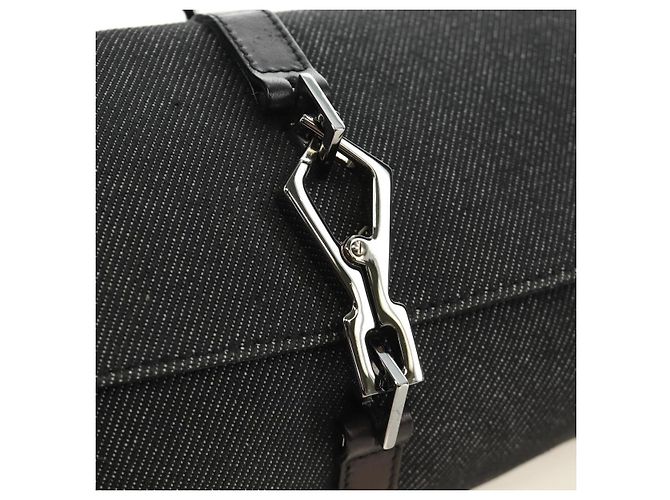 Borsa a Spalla GUCCI Jackie Denim Nero Argento 90667 Auth 184577SAM - vista 18